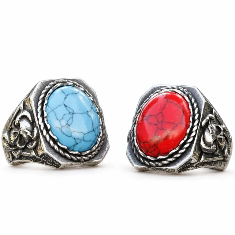 Bague biker turquoise
