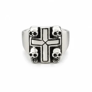 Bague croix tête de mort