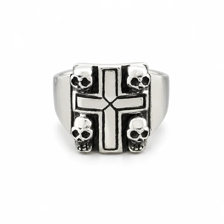Bague croix tête de mort