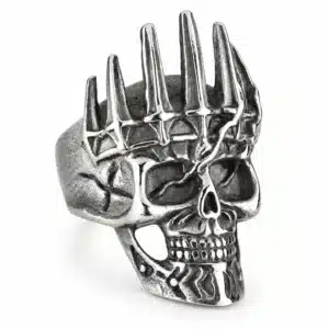Bague tête de mort couronne homme