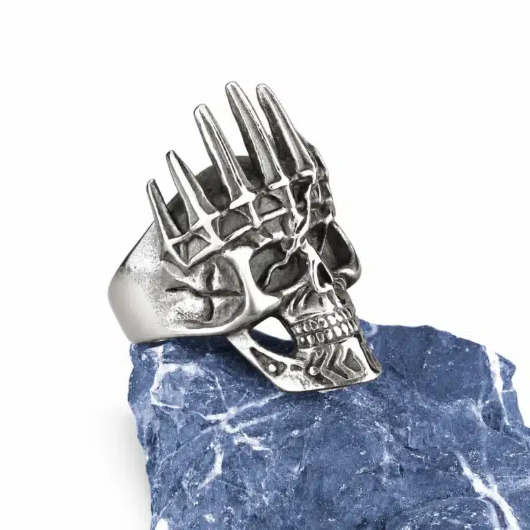 Bague tête de mort couronne homme