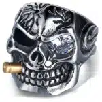 Bague tête de mort œil cristal
