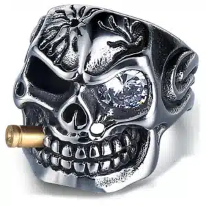 Bague tête de mort œil cristal