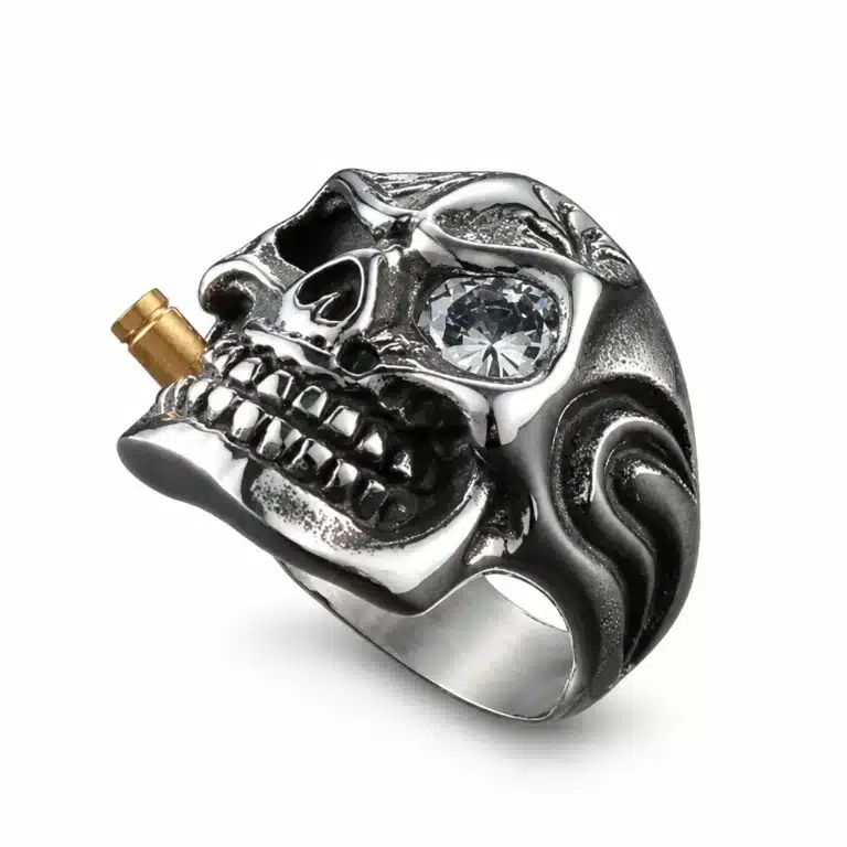 Bague tête de mort œil cristal