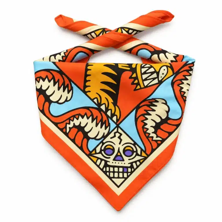 Bandana rétro orange tête de mort