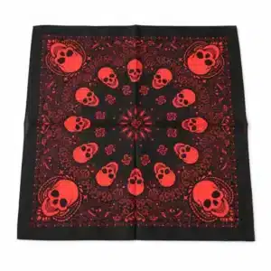 Bandana tête de mor mosaïque - 48cmx48cm Rouge