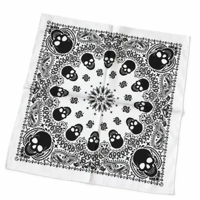 Bandana tête de mor mosaïque - 48cmx48cm Blanc