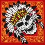 Bandana tête de mort biker - Crâne à plumes