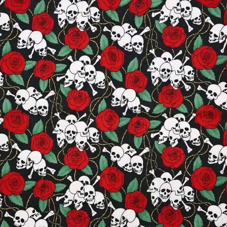 Bandana tête de mort biker - Roses et crânes