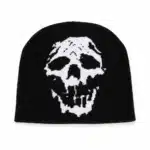 Bonnet grosse tête de mort punk - Noir blanc