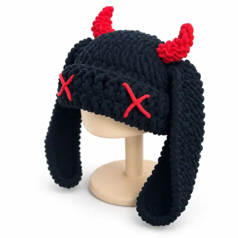 Bonnet kawaii diable - Noir