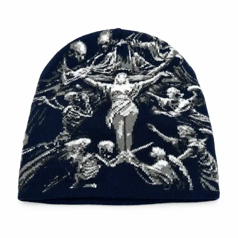 Bonnet unisexe ange squelette - Bleu marine