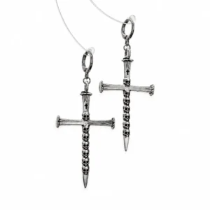 Boucles d'oreilles croix tête de mort - sliver