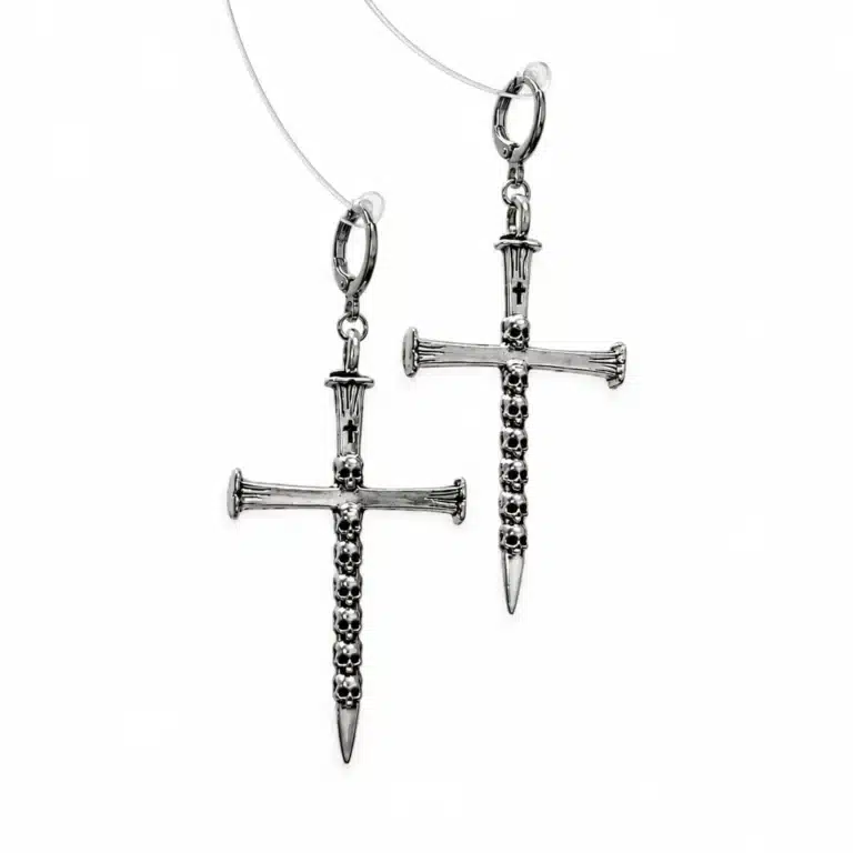 Boucles d'oreilles croix tête de mort - sliver