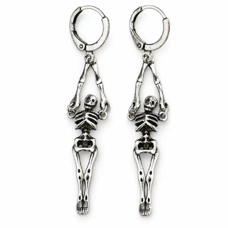 Boucles d'oreilles squelette pendantes