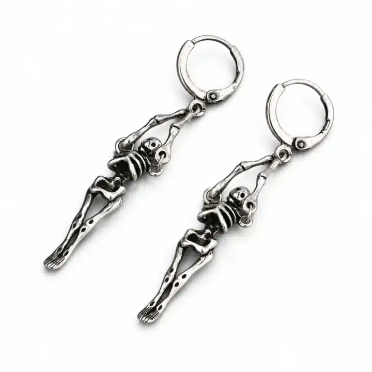 Boucles d'oreilles squelette pendantes