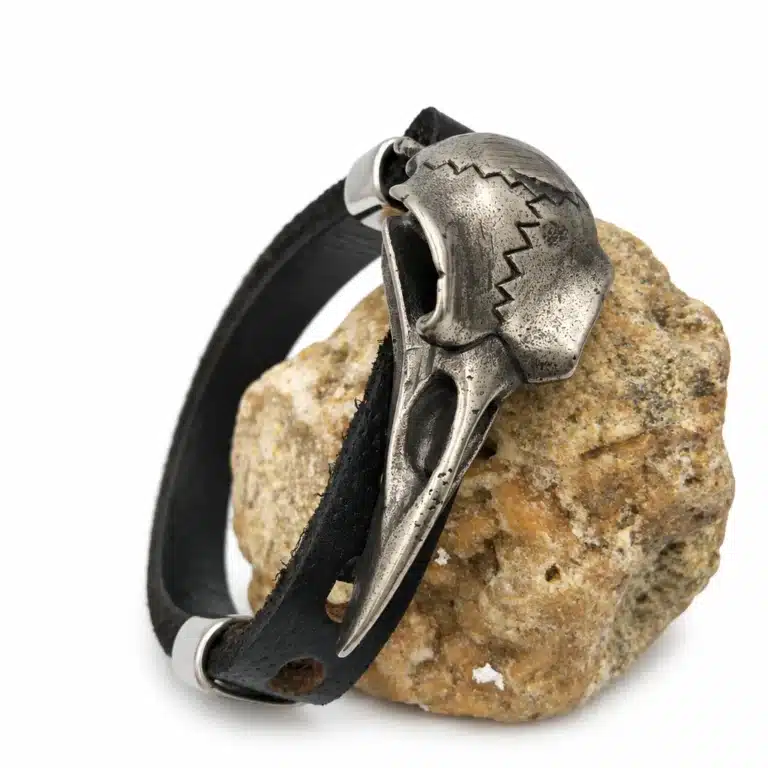 Bracelet crâne de corbeau viking