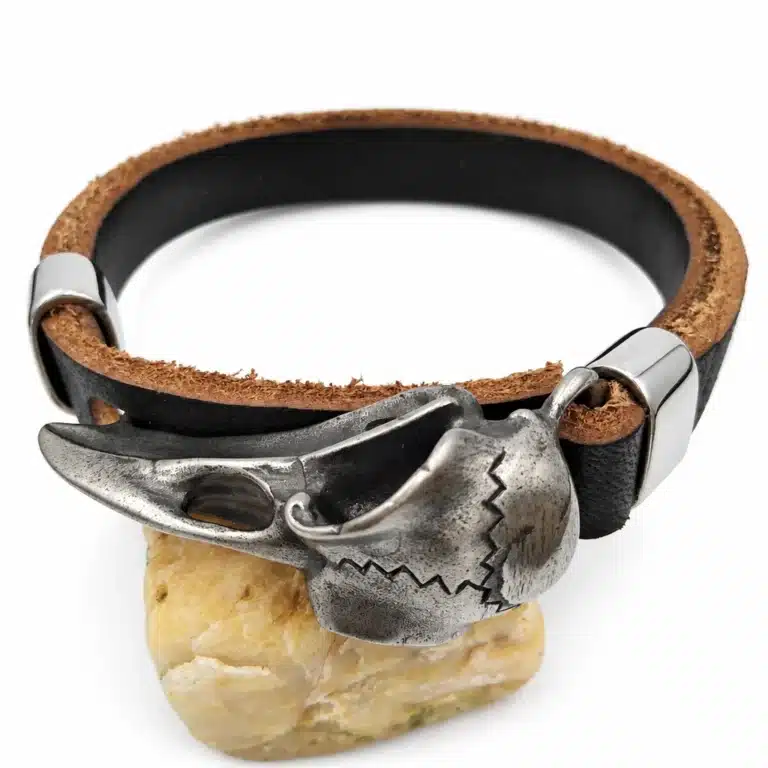 Bracelet crâne de corbeau viking