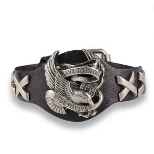 Bracelet motard cuir homme