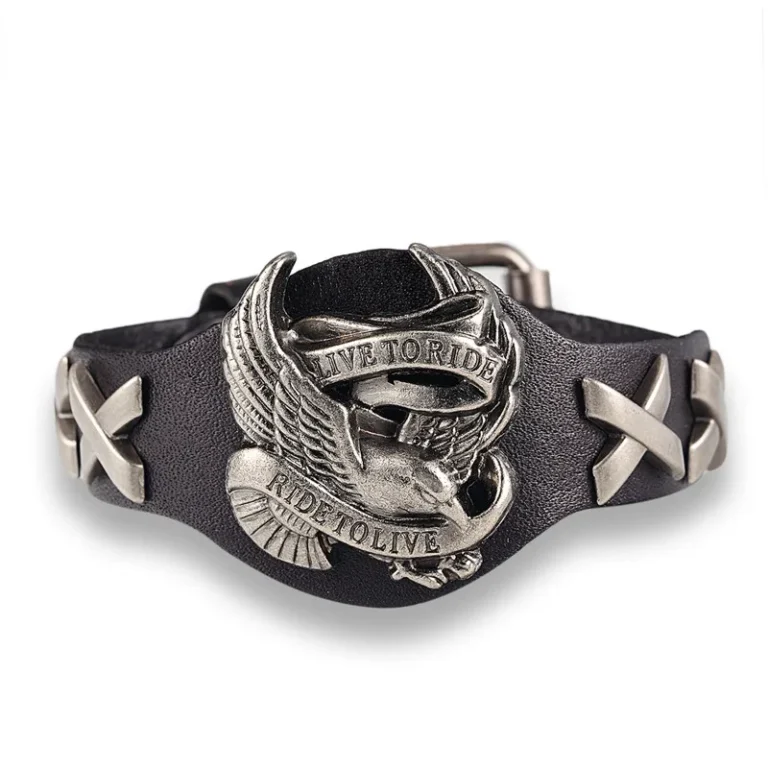 Bracelet motard cuir homme