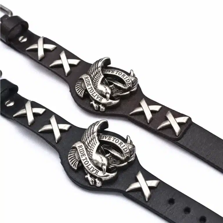 Bracelet motard cuir homme