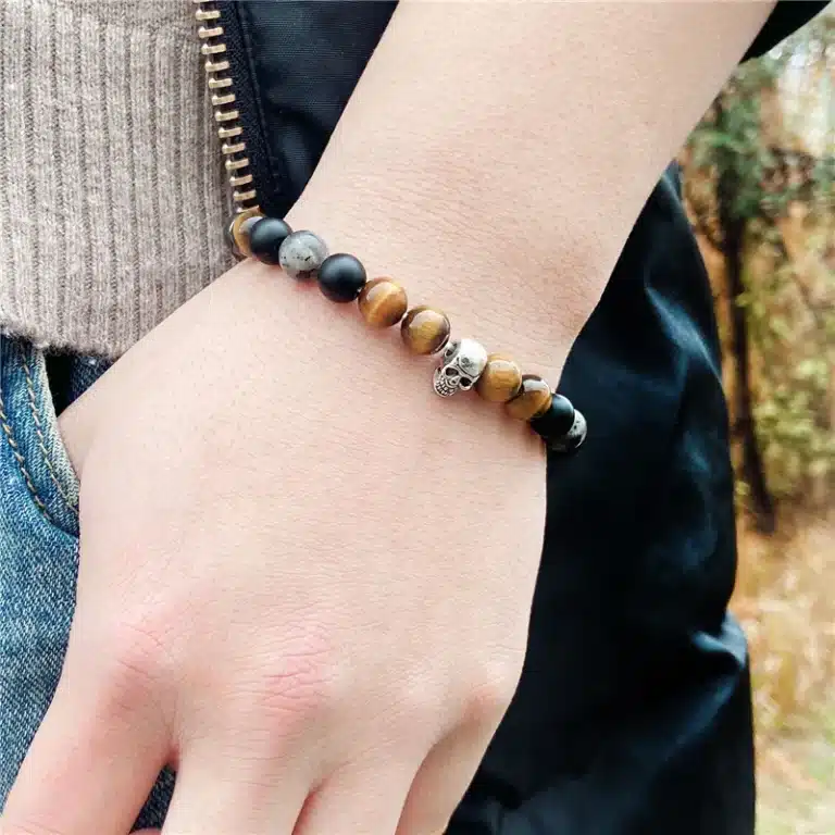 Bracelet perles tête de mort