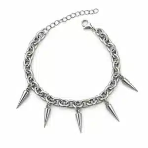 Bracelet punk chaîne à pics - 4 pics