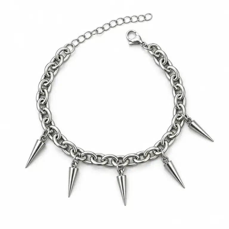Bracelet punk chaîne à pics - 4 pics