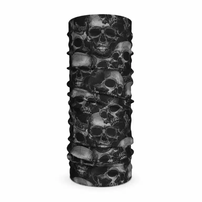 Cache-cou motif têtes de mort noir