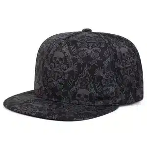 Casquette motif gris tête de mort - black