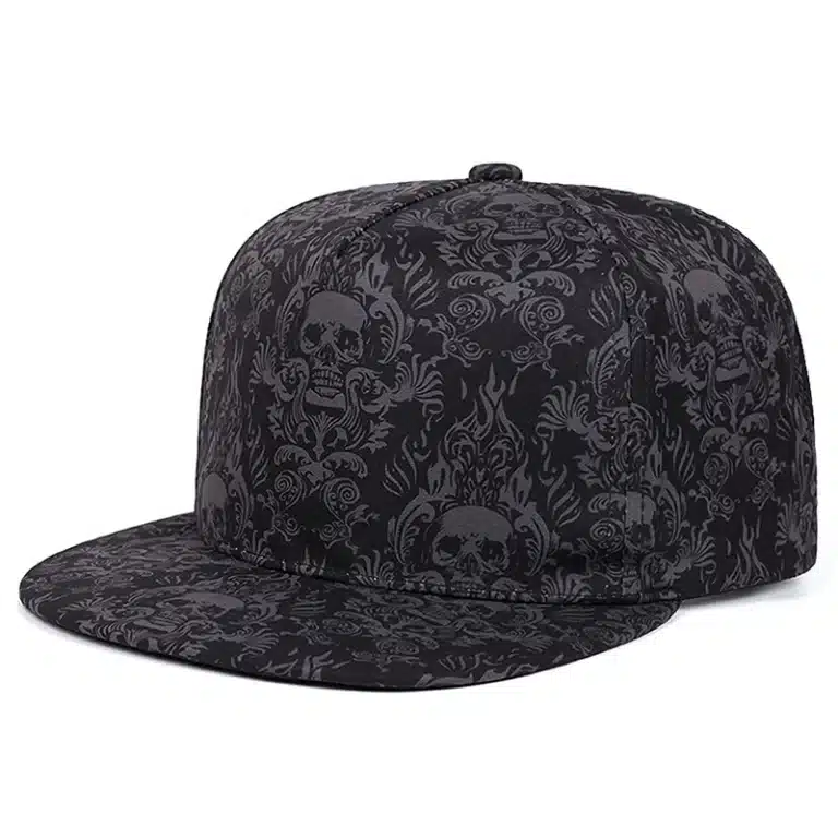 Casquette motif gris tête de mort - black