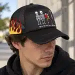 Casquette trucker squelette flamme