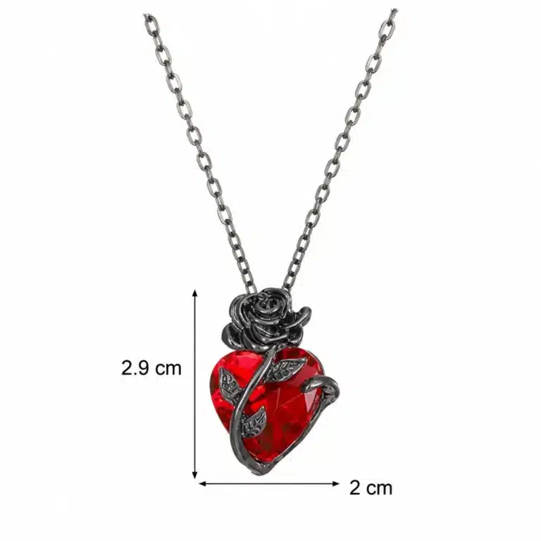 Collier cœur rouge gothique femme