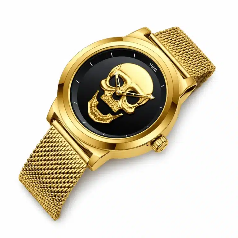Montre tête de mort bracelet milanais