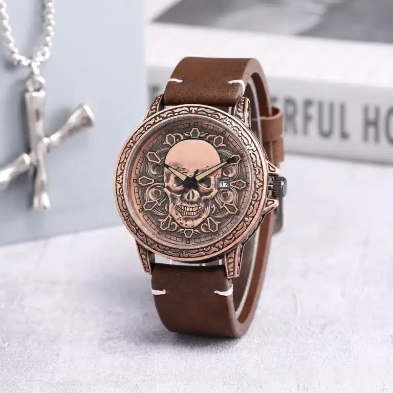 Montre tête de mort bronze homme