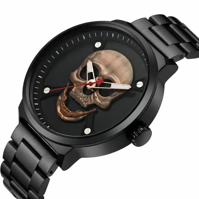 Montre tête de mort homme acier