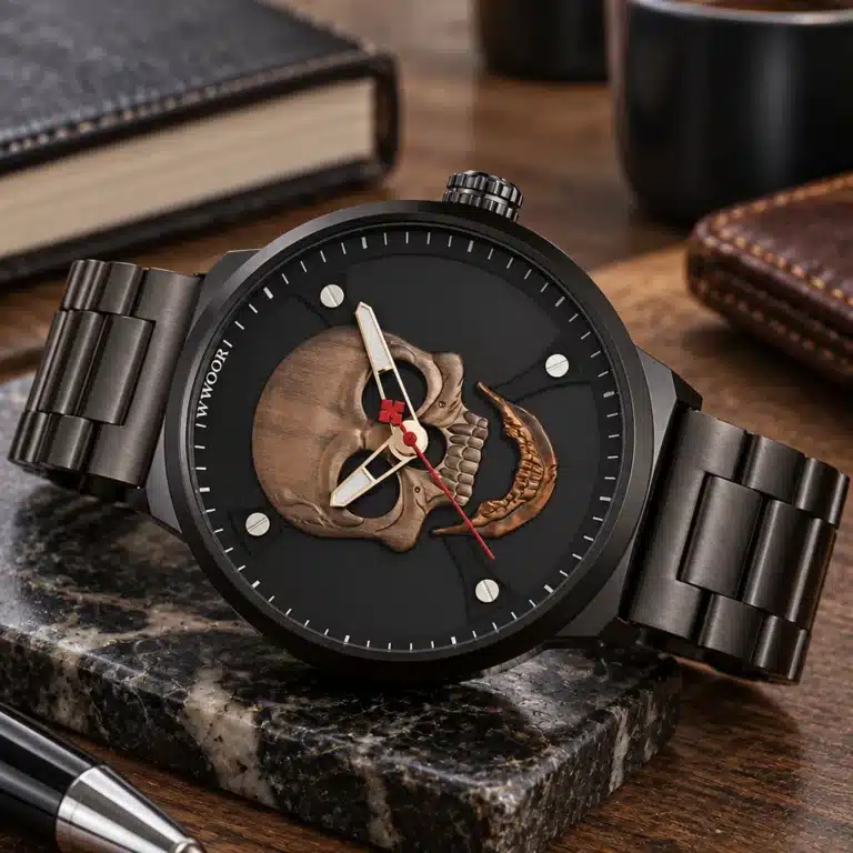 Montre tête de mort homme acier