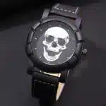 Montre tête de mort homme cuir
