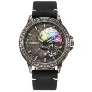 Montre tête de mort rétro homme - Noir