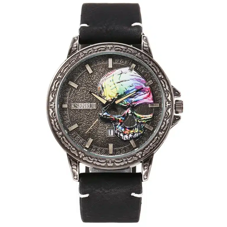 Montre tête de mort rétro homme - Noir