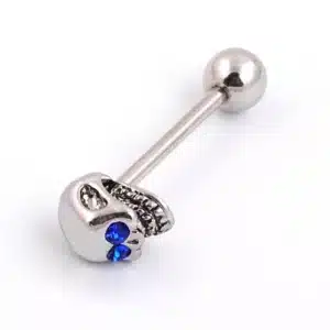 Piercing langue tête de mort - Bleu