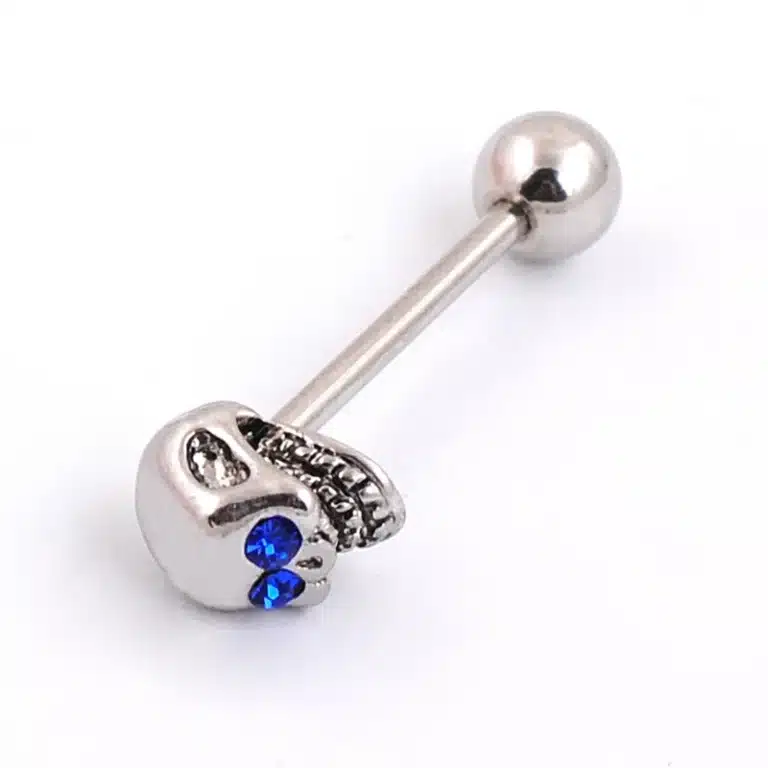 Piercing langue tête de mort - Bleu