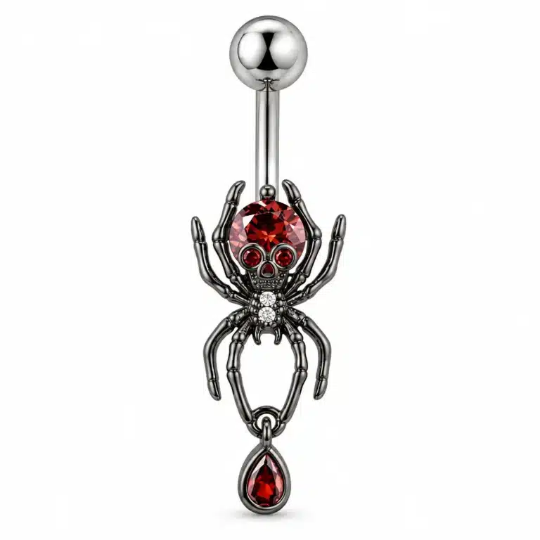 Piercing nombril araignée rouge