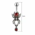 Piercing nombril araignée rouge - Anneaux de nombril et de cloche 8 mm titane Paix X3304 China Mainland body