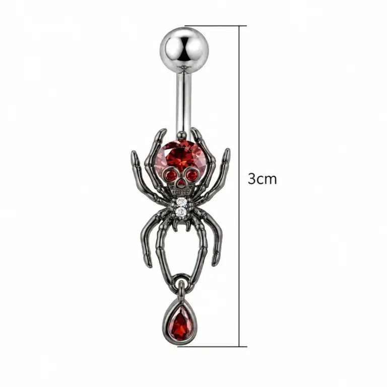 Piercing nombril araignée rouge - Anneaux de nombril et de cloche 8 mm titane Paix X3304 China Mainland body