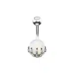 Piercing nombril main squelette - Anneaux de nombril et de cloche Boule Blanc argenté body