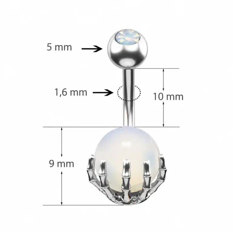 Piercing nombril main squelette