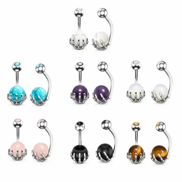 Piercing nombril main squelette