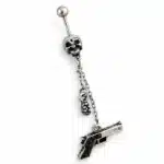 Piercing nombril tête de mort pistolet - Crâne pistolet