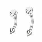 Piercing sourcil tête de mort - 8 mm Crâne argent